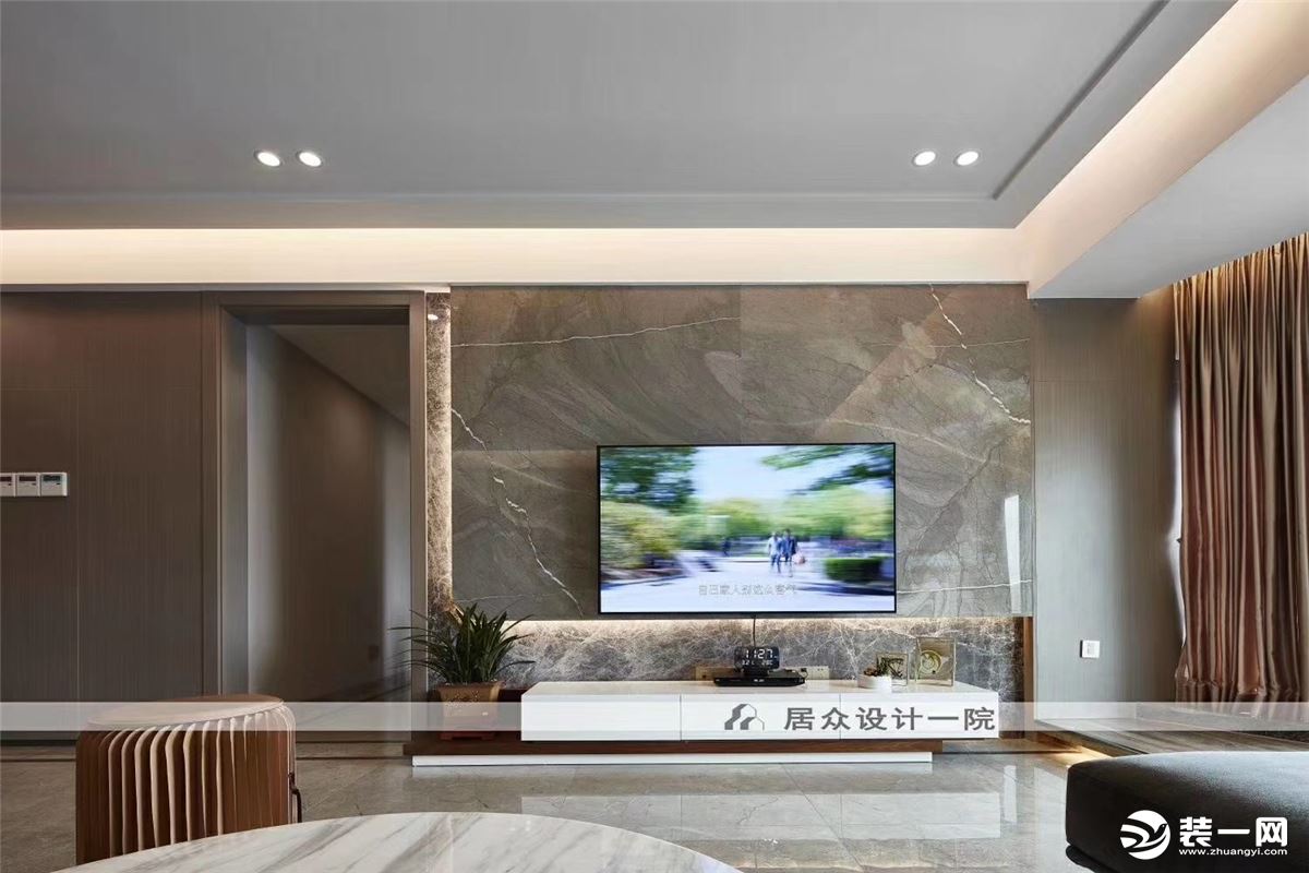 惠州居众装饰汇龙湾160平方现代风格电视背景效果图