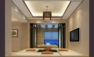 惠州居众装饰铂金府250㎡新中式风格茶室效果图