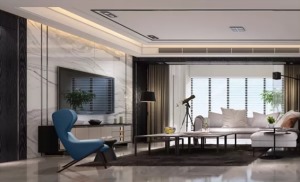 惠州居众装饰方直星耀国际现代港式风格客厅电视背景效果图