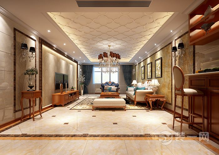 苏州齐门人家80平二居室美式风格装修 客厅