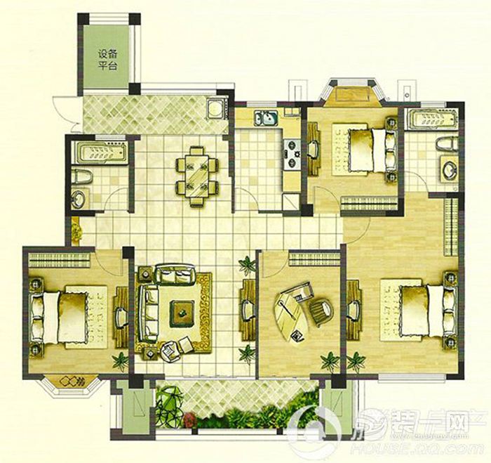 苏州小石城78平二居室欧式风格装修 平面布置图