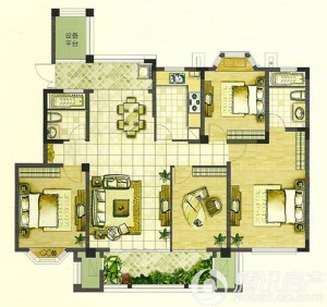苏州小石城78平二居室欧式风格装修 平面布置图