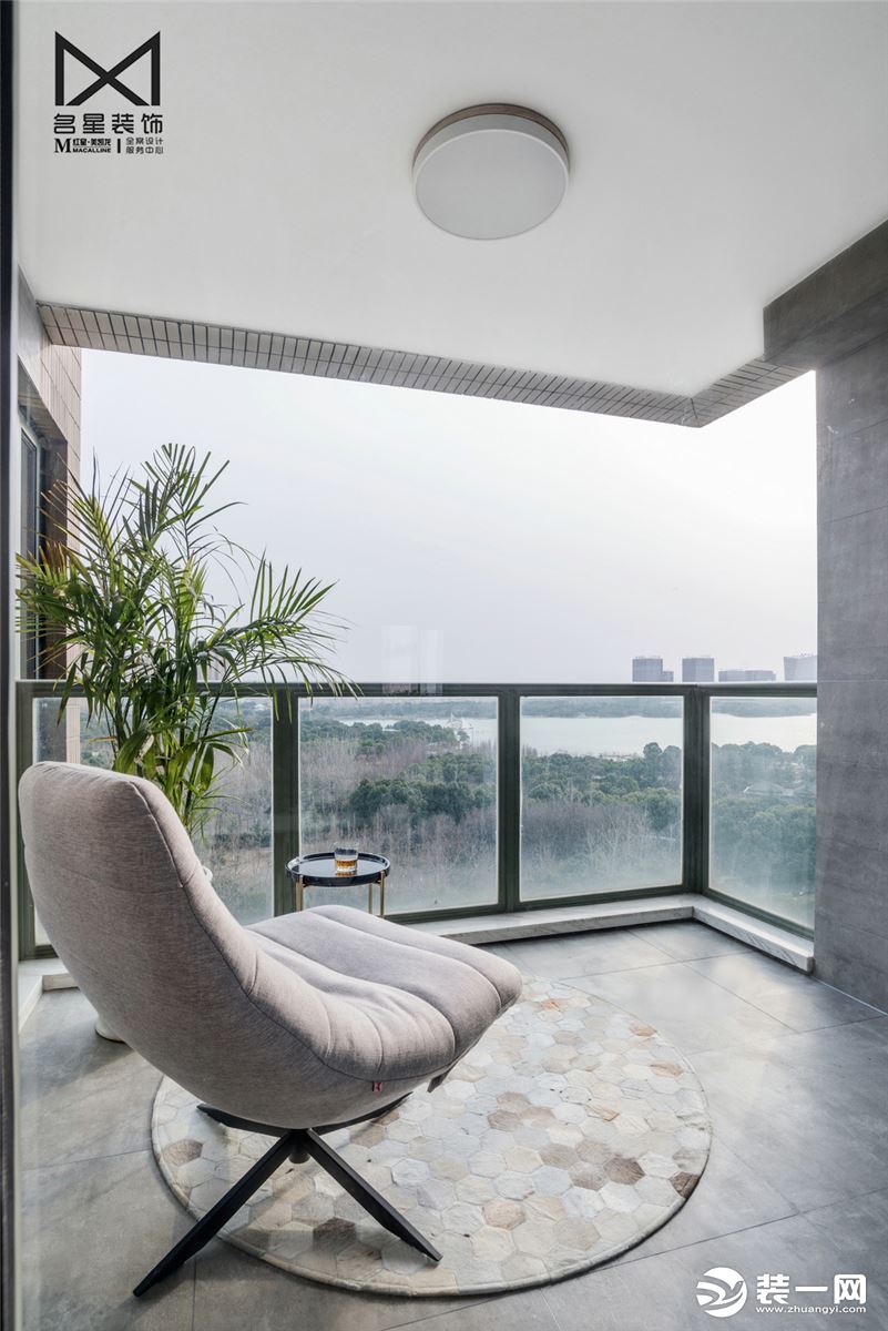 【武汉名星装饰】复地海上海北欧简约风格装修设计阳台效果图90平三室两厅