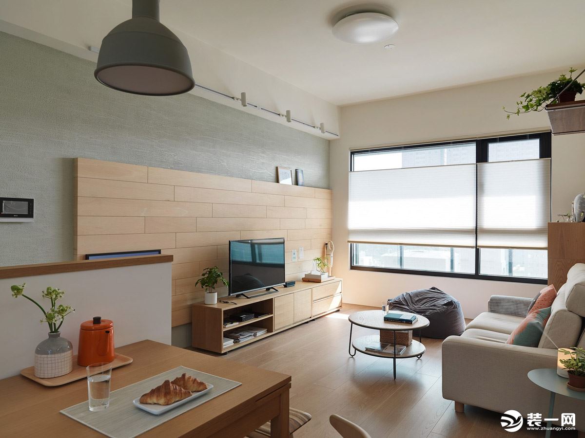 幸福湾80平米日式原木风格室内设计装修客厅实景效果图