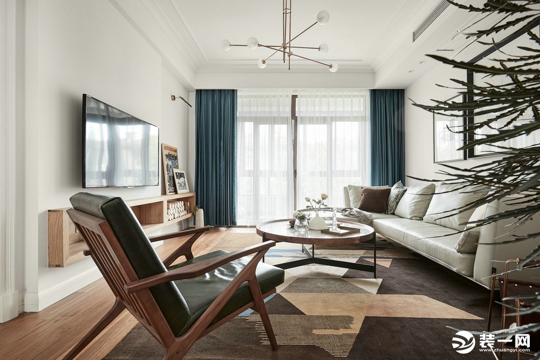 北欧风格融创120平3房性价比装修案例客厅装修