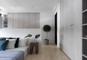 武汉洺悦府110平米黑白灰现代简约装修风格卧室设计