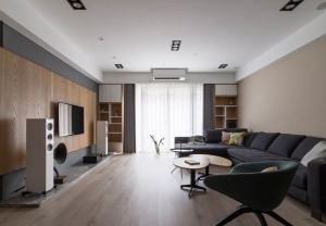 汇悦天地 130平米现代日式原木北欧风格装修客厅设计案例