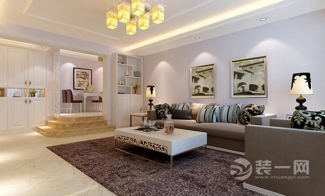 武汉融侨城三居室100平美式风格装修客厅效果图