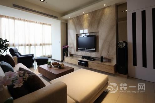 武汉幸福湾111平三居室现代简约风格装修客厅