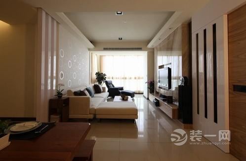 武汉幸福湾111平三居室现代简约风格装修客厅