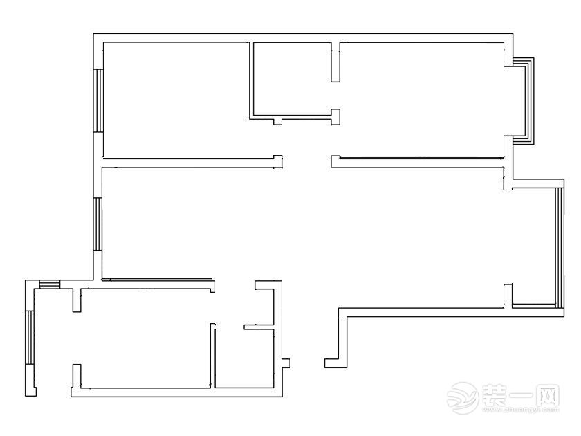 武汉国博新城三居室140平新中式装修原始框架图