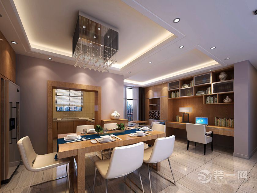 武汉国际公馆138平三居室中式风格装修餐厅实景图