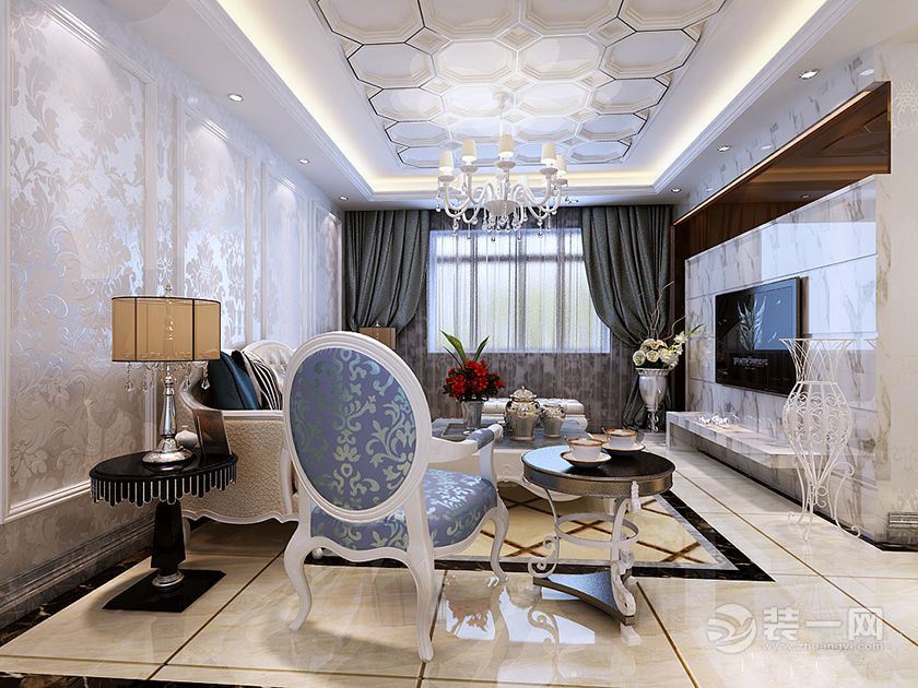 武汉泛海国际芸海园130平三居室简欧 客厅效果图