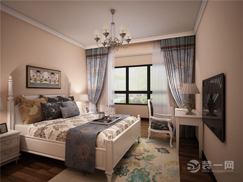 武汉中南欢乐汇二居室98平美式装修风格 卧室实景图