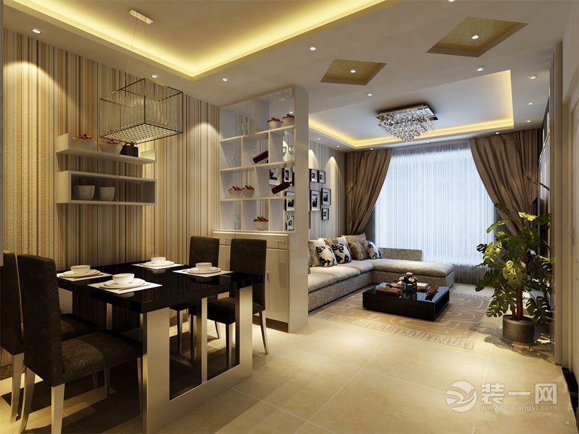 武汉越秀逸府85平二居室现代简约装修风格餐厅实景图