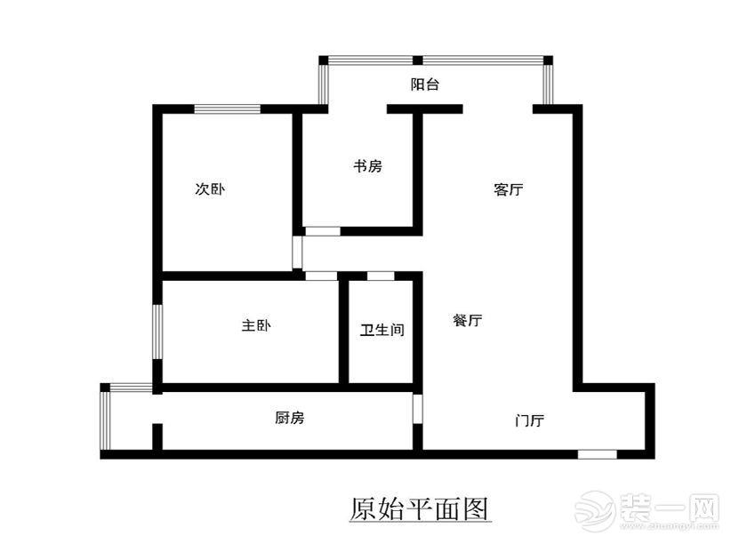 武汉汇悦天地三期地中海风格三居室118平原始框架图