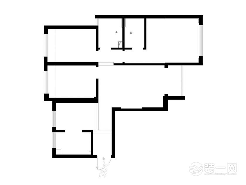 武汉金座雅园80平二居室美式风格原始框架图
