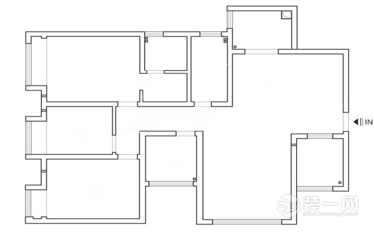 武汉长江紫都140平四居室现代简约风格装修原始框架图