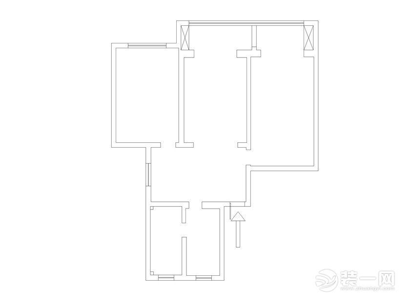 武汉泰和新城104平三居室现代简约风格装修原始框架图