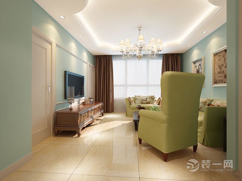 武汉保利时代138平米三居室美式风格客厅效果图