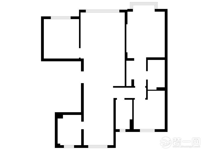 武汉保利时代138平米三居室美式风格原始框架图