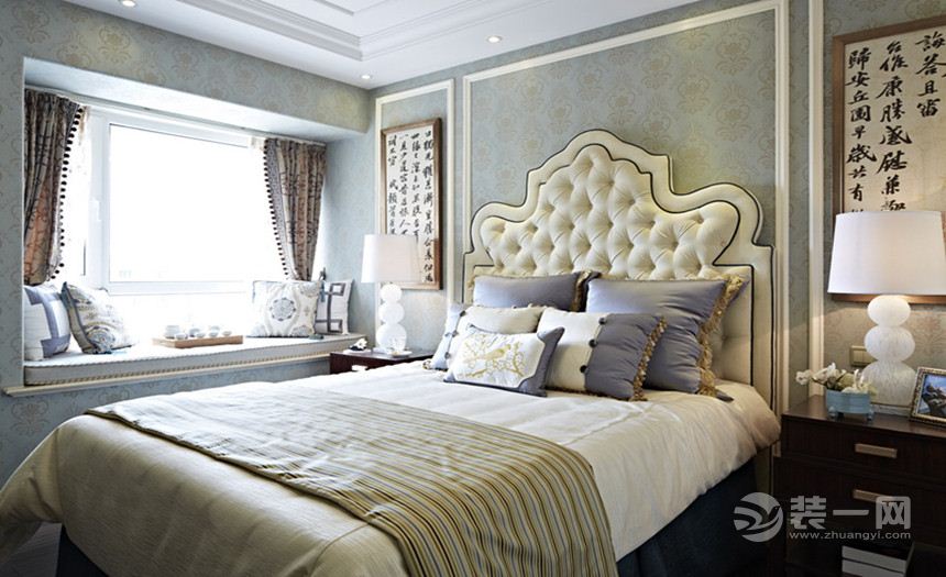 武汉美好名流汇120平三居室美式风格装修卧室效果图