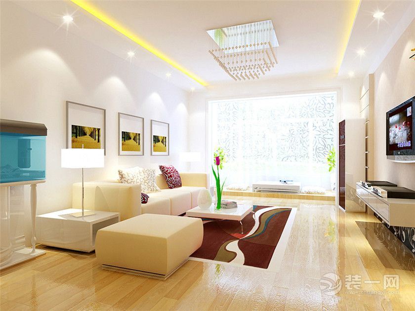 武汉观湖天下/80平二居室现代简约风沙发背景墙