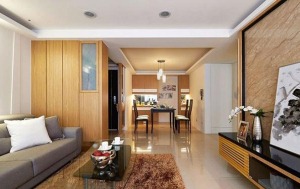 武汉中大长江紫都127平三居室现代简约风格装修客厅