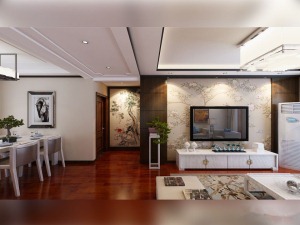 武汉国博新城三居室140平新中式装修走廊实景图