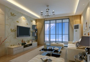 武汉新力金沙湾三居室127平现代简约风格电视背景墙