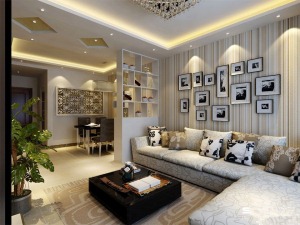 武汉越秀逸府85平二居室现代简约装修风格沙发背景墙