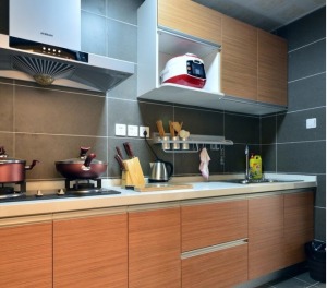 武汉越秀逸府二居室98平现代简约装修风格厨房实景图