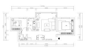 武汉明珠家园97平二居室现代简约风平面布置图