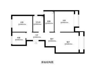 武汉天纵半岛蓝湾90平三居室现代简约风格原始框架图