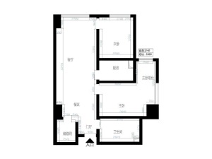 武汉天纵御府90平米二居室现代美式风格原始框架图