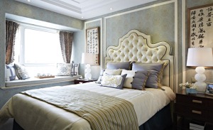 武汉美好名流汇120平三居室美式风格装修卧室效果图