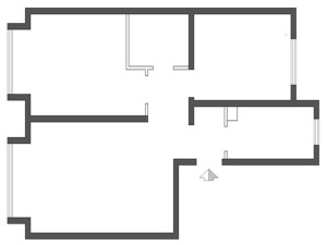 武汉观湖天下/80平二居室现代简约风原始框架图