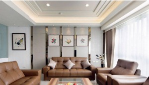 南昌尚水花园120平米三居室简约风格客厅