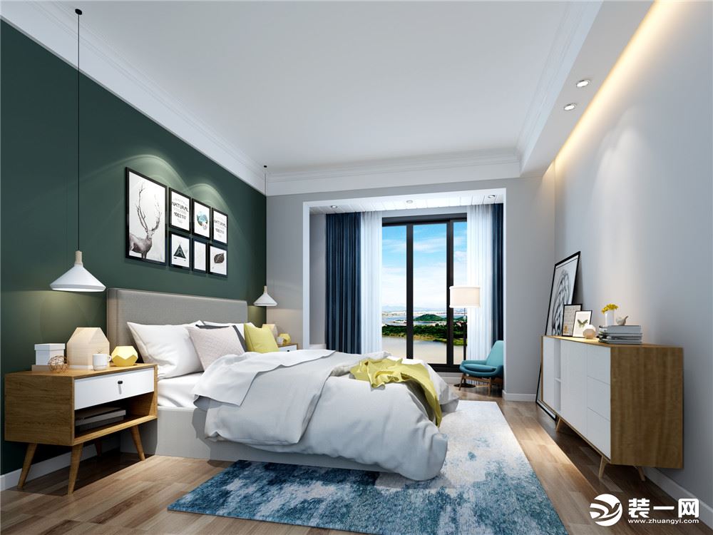 绿地国际博览城-三居室120平-欧式风格装修效果图卧室