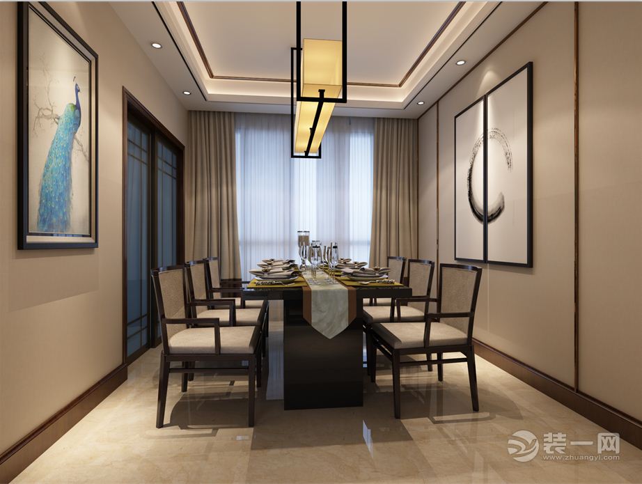 许昌雅居乐国际花园三居室120平方新中式装修风格效果图