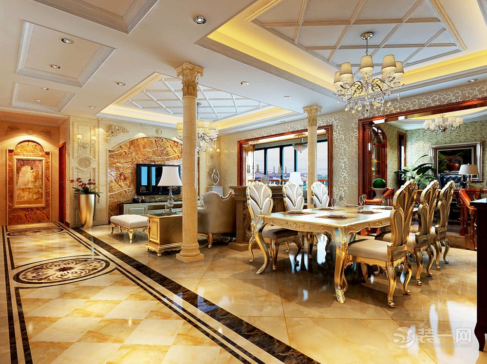 朱雀云天160平米欧式风格客餐厅设计