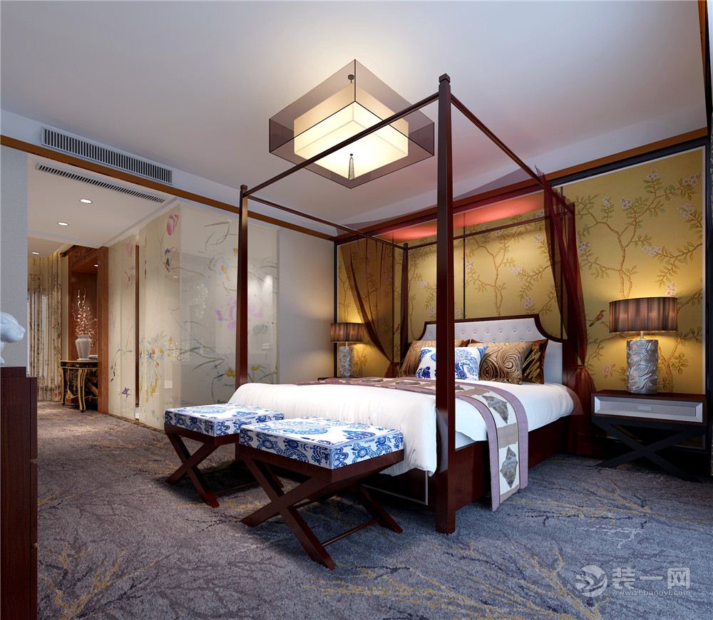 海珀香庭180平米中式风格卧室设计