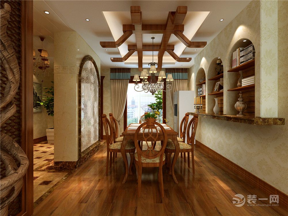 曲江观邸150平米美式风格餐厅设计