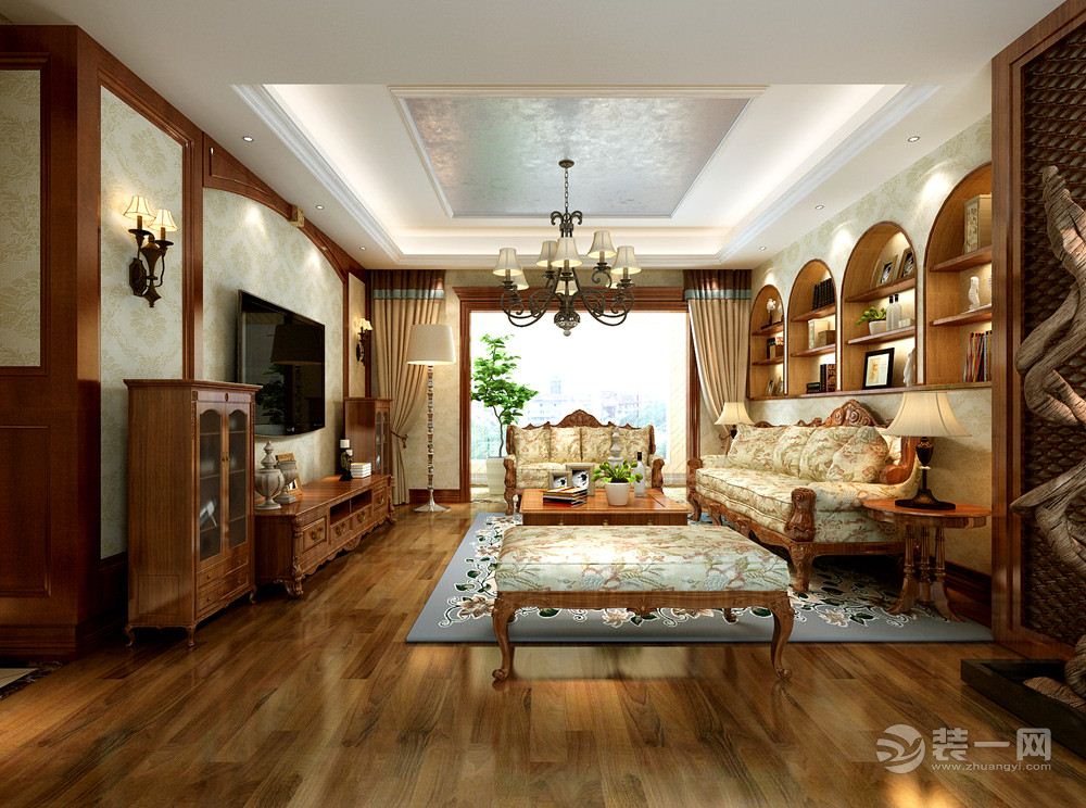 曲江观邸150平米美式风格客厅设计