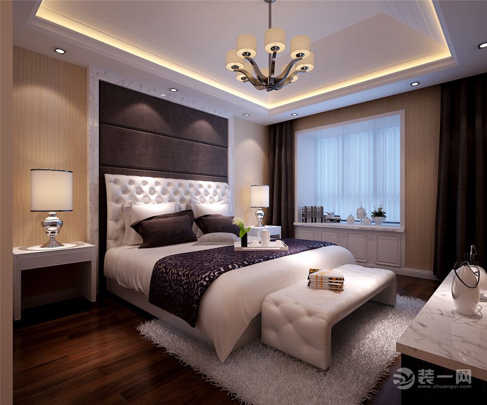 九锦台230平米现代中式风格次卧设计