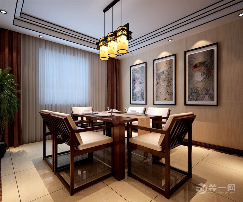 九锦台230平米现代中式风格餐厅设计