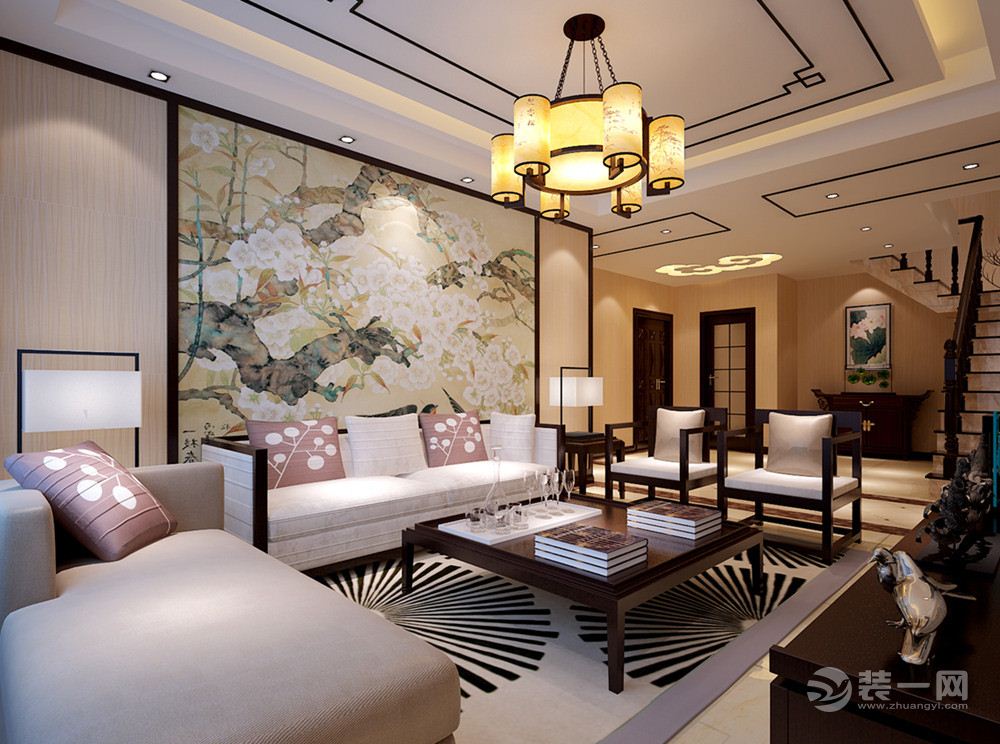 九锦台230平米现代中式风格客厅设计