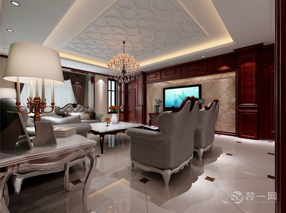 曲江新苑150平米欧式新古典风格客厅设计