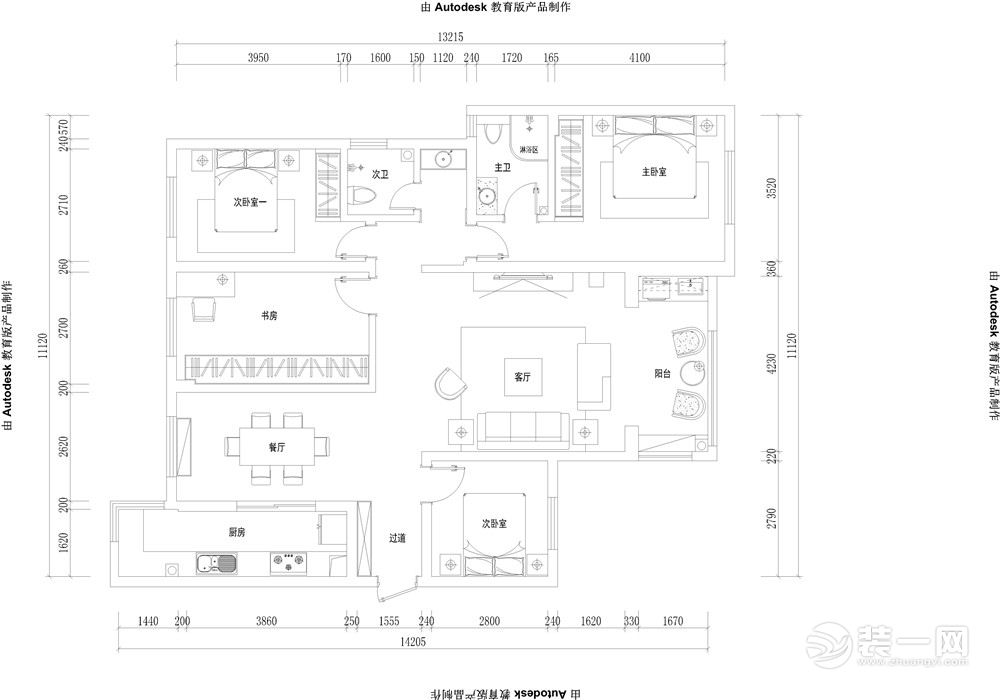 名京九合院130平米欧式风格平面图