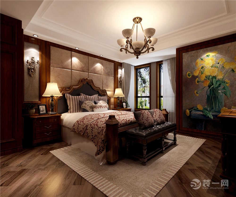白桦林间173平米古典美式风格主卧设计